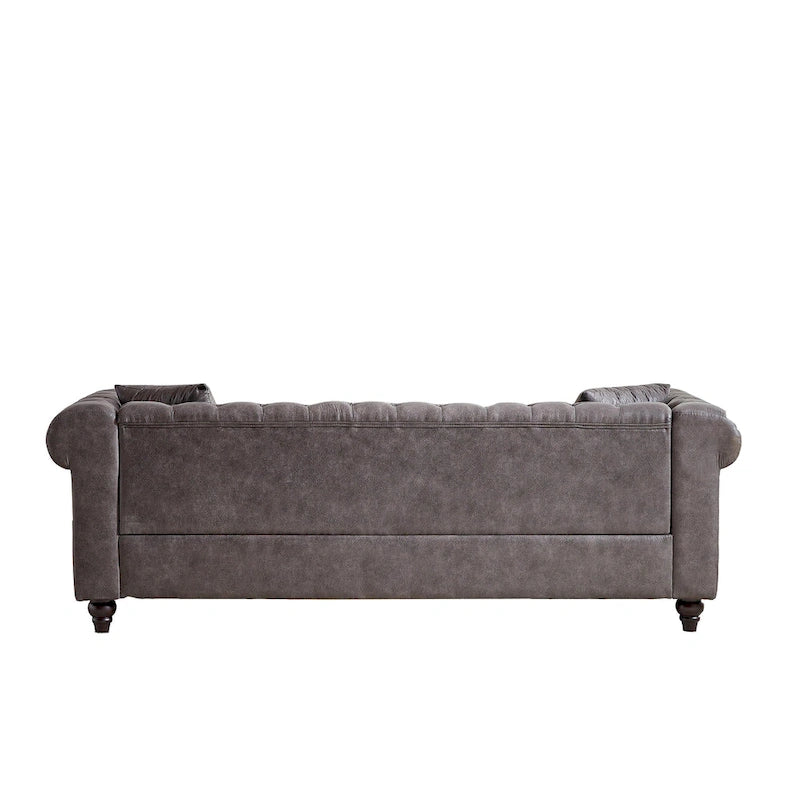 216,5 cm breites Chesterfield-Sofa mit 3 Sitzplätzen aus Tech-Gewebe und Kissen