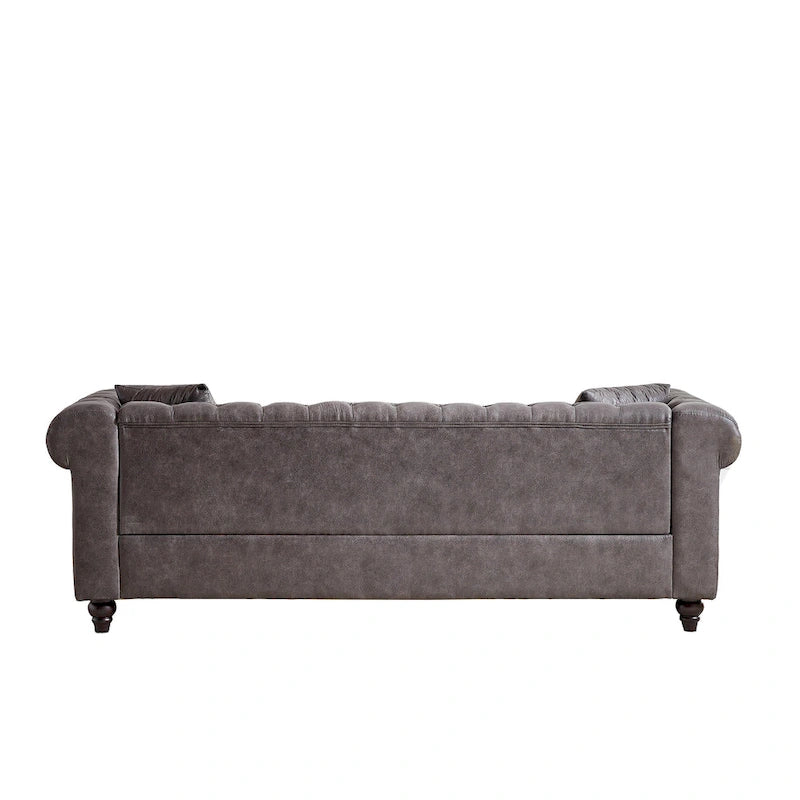 216,5 cm breites Chesterfield-Sofa mit 3 Sitzplätzen aus Tech-Gewebe und Kissen