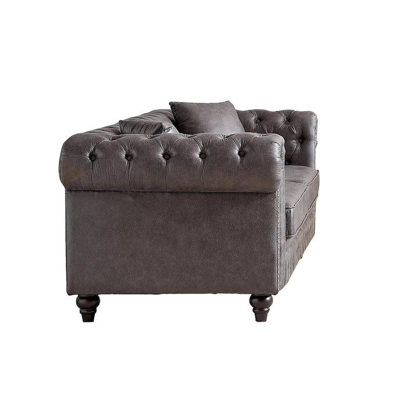 216,5 cm breites Chesterfield-Sofa mit 3 Sitzplätzen aus Tech-Gewebe und Kissen