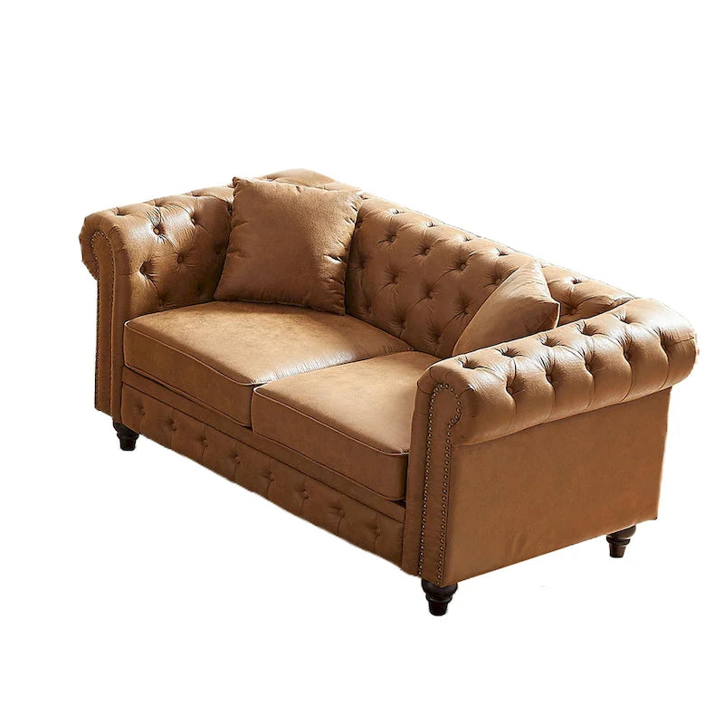 216,5 cm breites Chesterfield-Sofa mit 3 Sitzplätzen aus Tech-Gewebe und Kissen