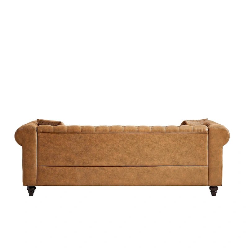 216,5 cm breites Chesterfield-Sofa mit 3 Sitzplätzen aus Tech-Gewebe und Kissen
