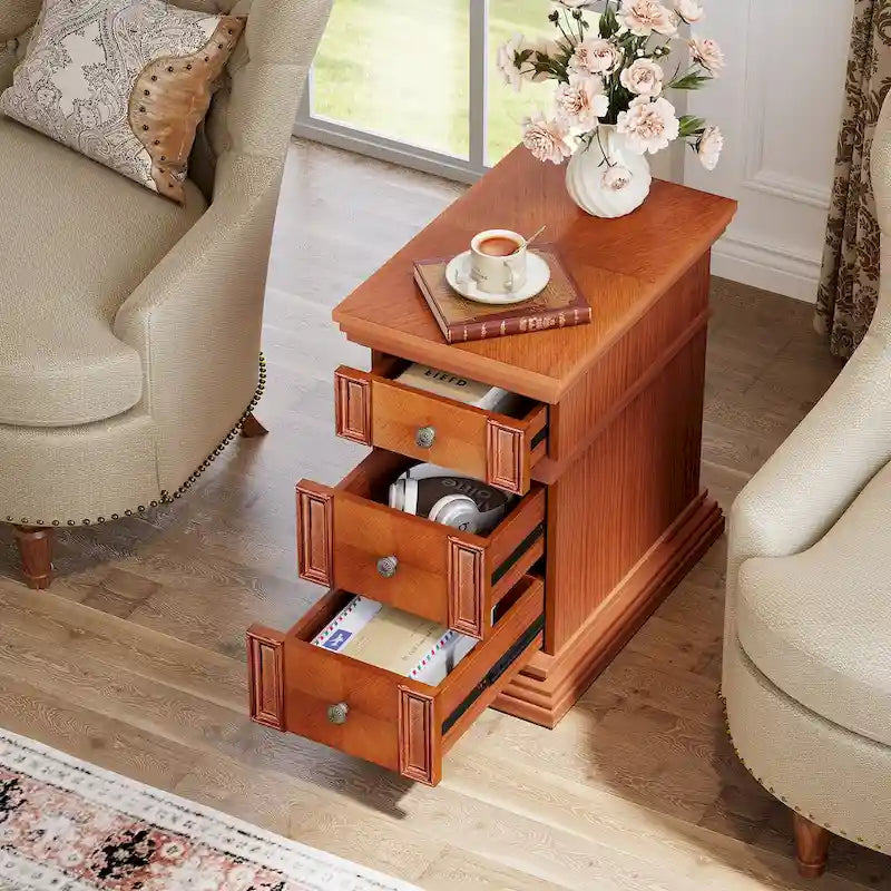 Schmaler Beistelltisch mit 3 Schubladen im Vintage-Stil - 14.17W Zoll