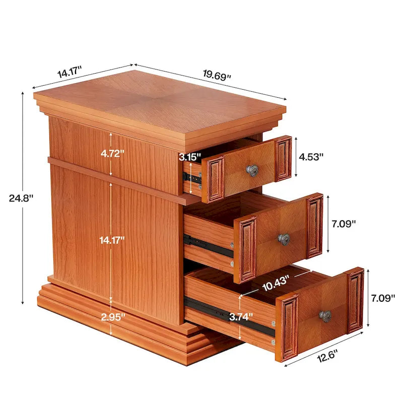 Schmaler Beistelltisch mit 3 Schubladen im Vintage-Stil - 14.17W Zoll
