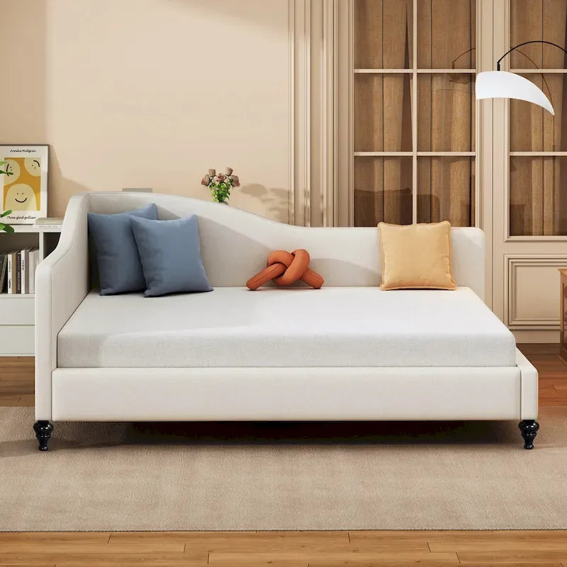L-Shaped Semi-Enclosed Daybed with Wood Legs