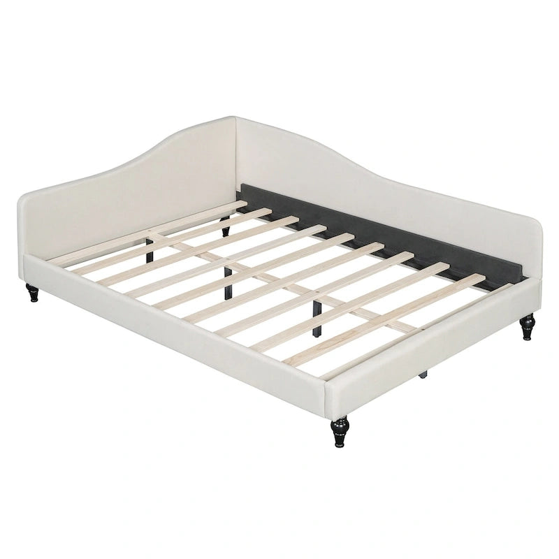 L-Shaped Semi-Enclosed Daybed with Wood Legs