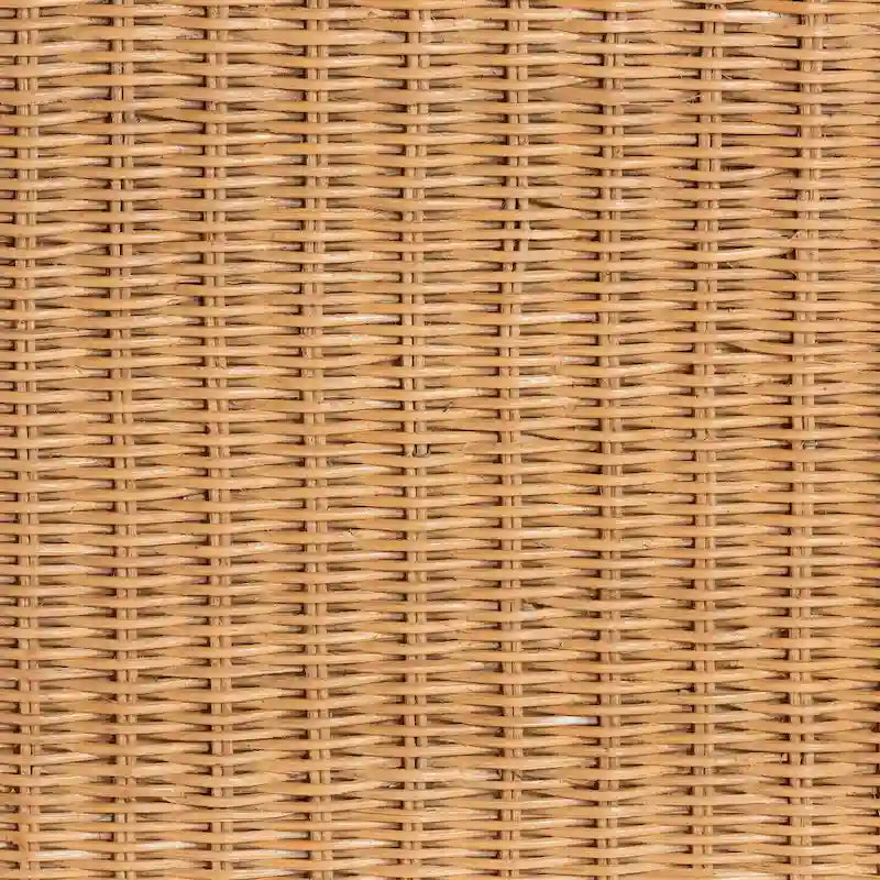Natuurlijke rotan poef met geschulpte rand en kussen - Handgeweven rechthoekige bank