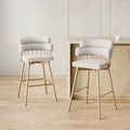 180° Swivel Velvet Counter Stools with Gold Metal Legs, Set of 2 - 26-inch Seat Height