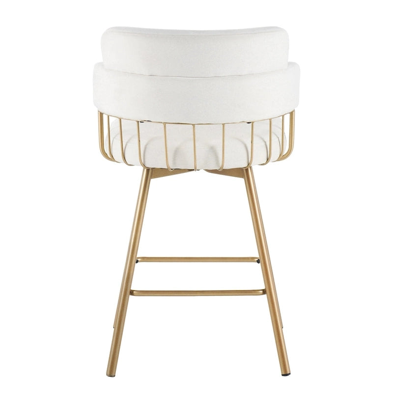 180° Swivel Velvet Counter Stools with Gold Metal Legs, Set of 2 - 26-inch Seat Height