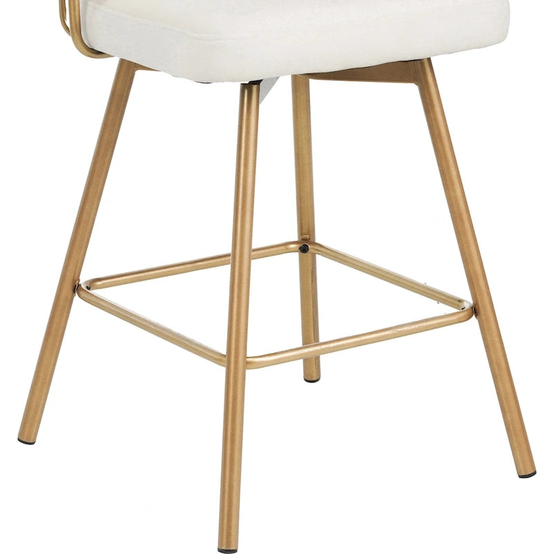 180° Swivel Velvet Counter Stools with Gold Metal Legs, Set of 2 - 26-inch Seat Height