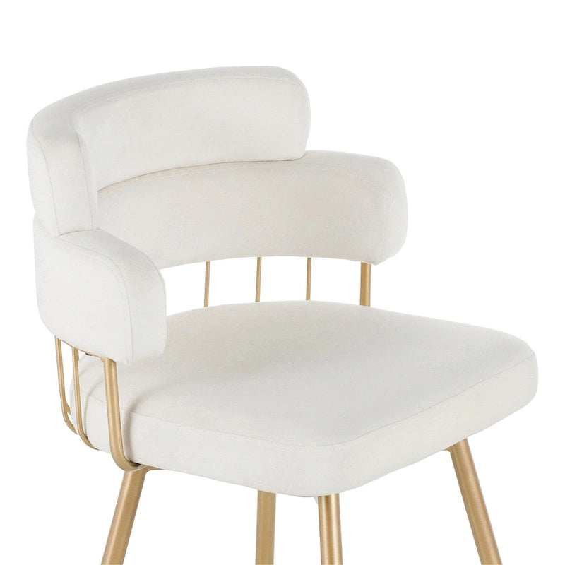 180° Swivel Velvet Counter Stools with Gold Metal Legs, Set of 2 - 26-inch Seat Height