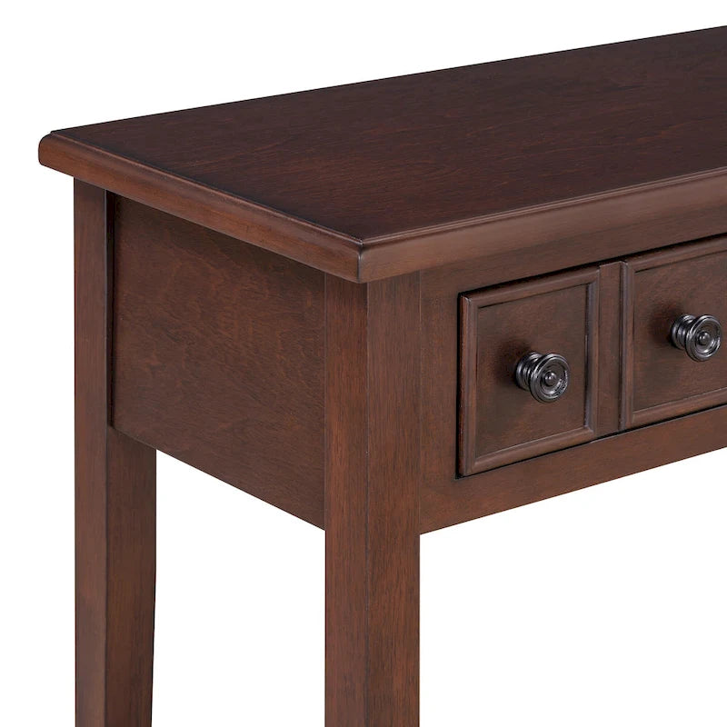 Tavolo consolle rustico con 3 cassetti e ripiano aperto - gambe in legno di hevea, 38.2W pollici