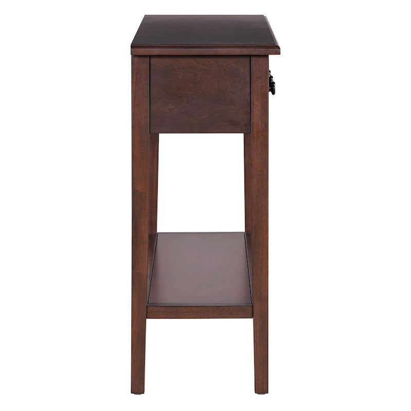 Tavolo consolle rustico con 3 cassetti e ripiano aperto - gambe in legno di hevea, 38.2W pollici