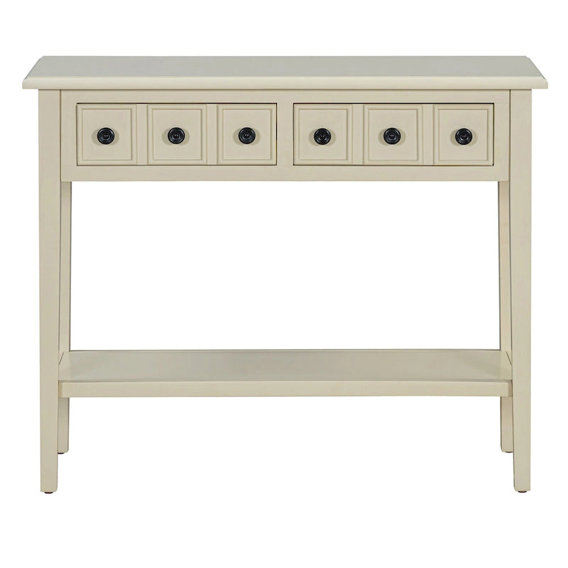 Tavolo consolle rustico con 3 cassetti e ripiano aperto - gambe in legno di hevea, 38.2W pollici