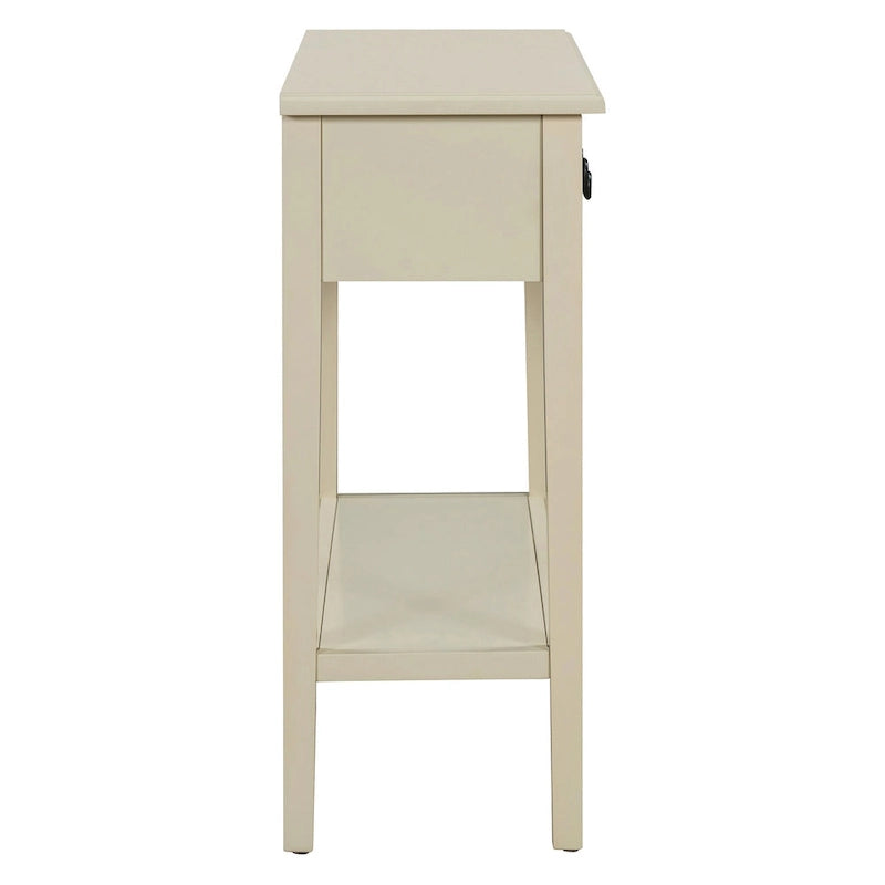 Tavolo consolle rustico con 3 cassetti e ripiano aperto - gambe in legno di hevea, 38.2W pollici