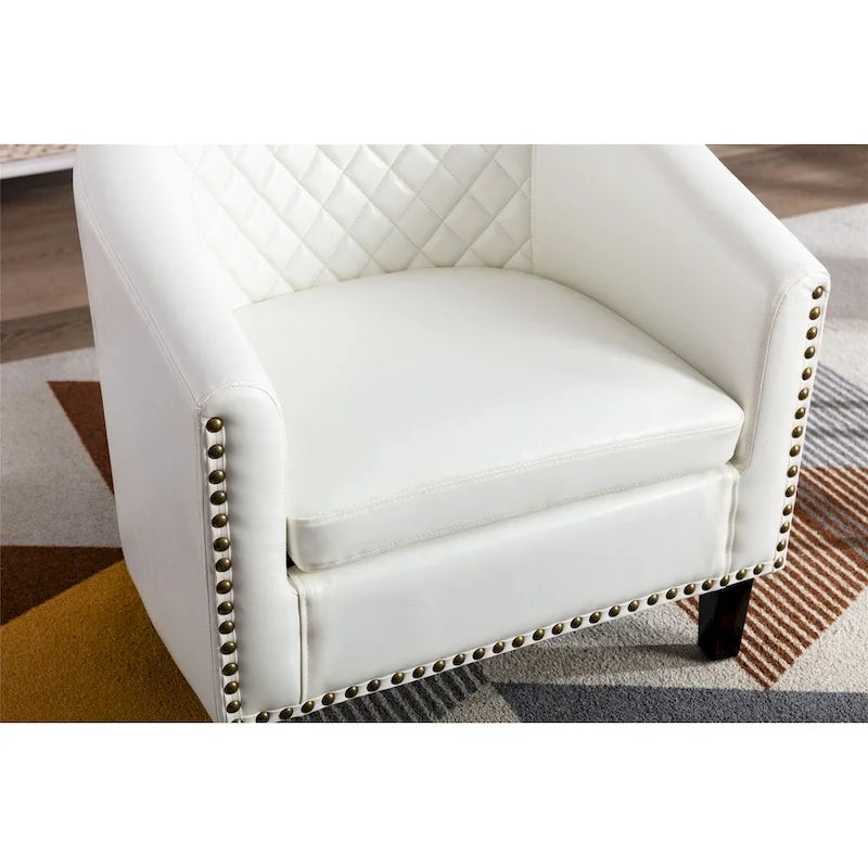 Accent Barrel Chair with Nailhead Trim and Solid Wood Legs