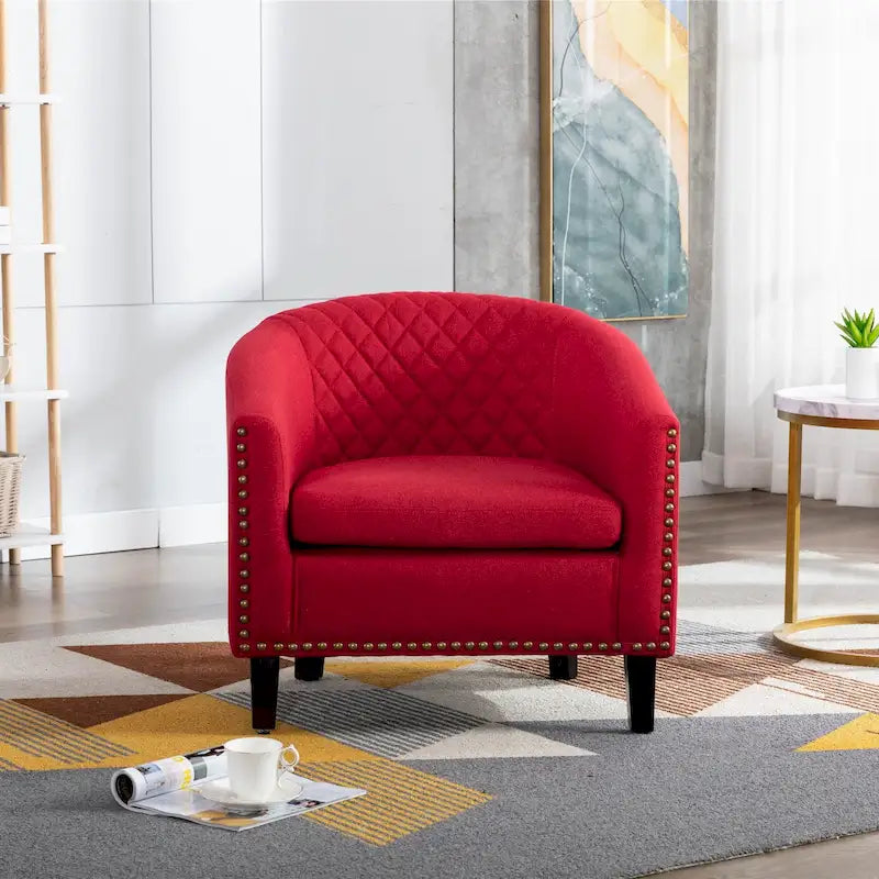 Accent Barrel Chair with Nailhead Trim and Solid Wood Legs