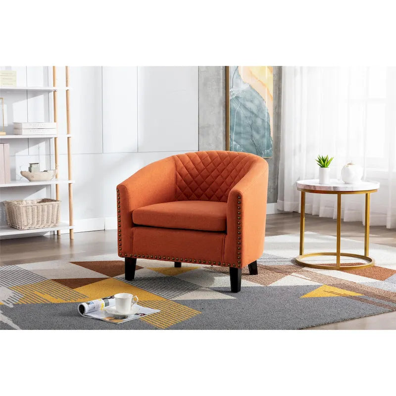 Accent Barrel Chair with Nailhead Trim and Solid Wood Legs