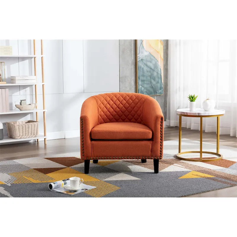 Accent Barrel Chair with Nailhead Trim and Solid Wood Legs