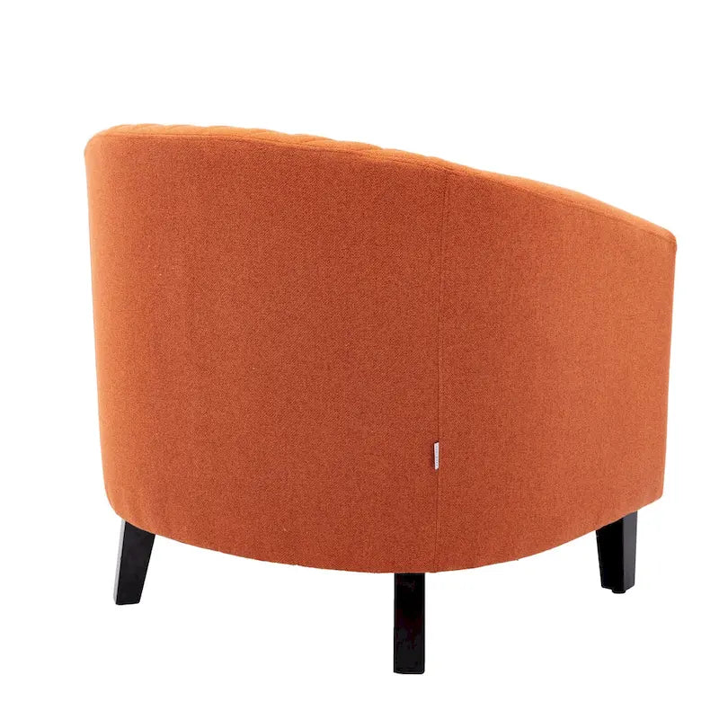 Fauteuil tonneau d’appoint avec clous décoratifs et pieds en bois massif