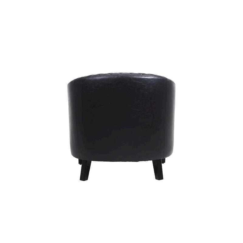 Fauteuil tonneau d’appoint avec clous décoratifs et pieds en bois massif