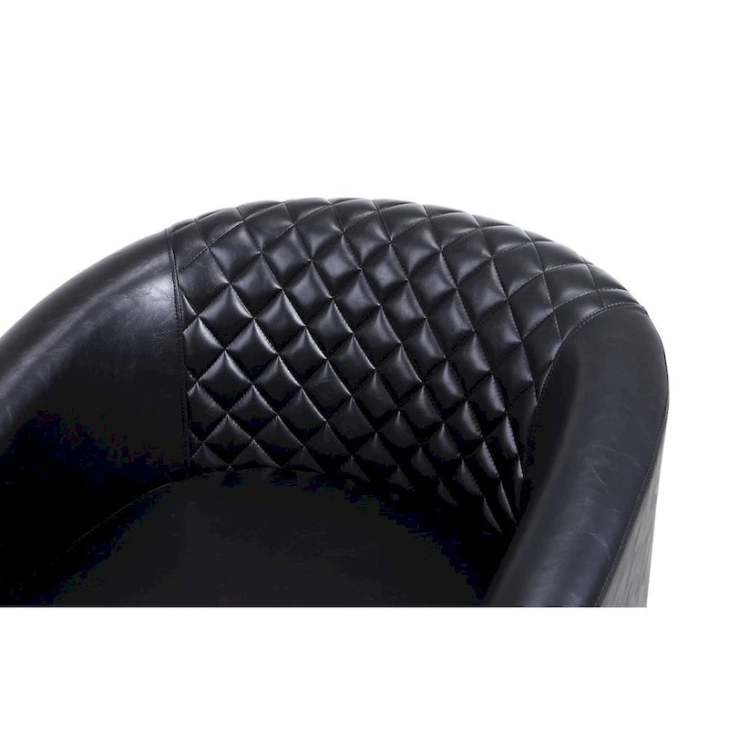 Fauteuil tonneau d’appoint avec clous décoratifs et pieds en bois massif