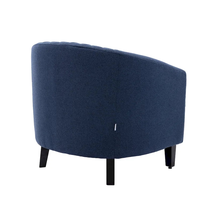 Fauteuil tonneau d’appoint avec clous décoratifs et pieds en bois massif