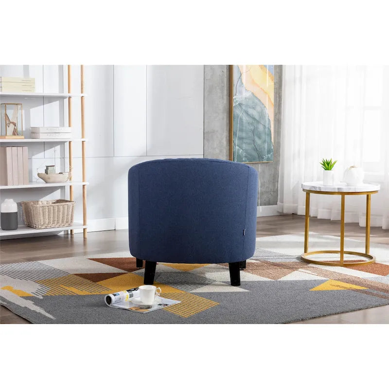 Fauteuil tonneau d’appoint avec clous décoratifs et pieds en bois massif