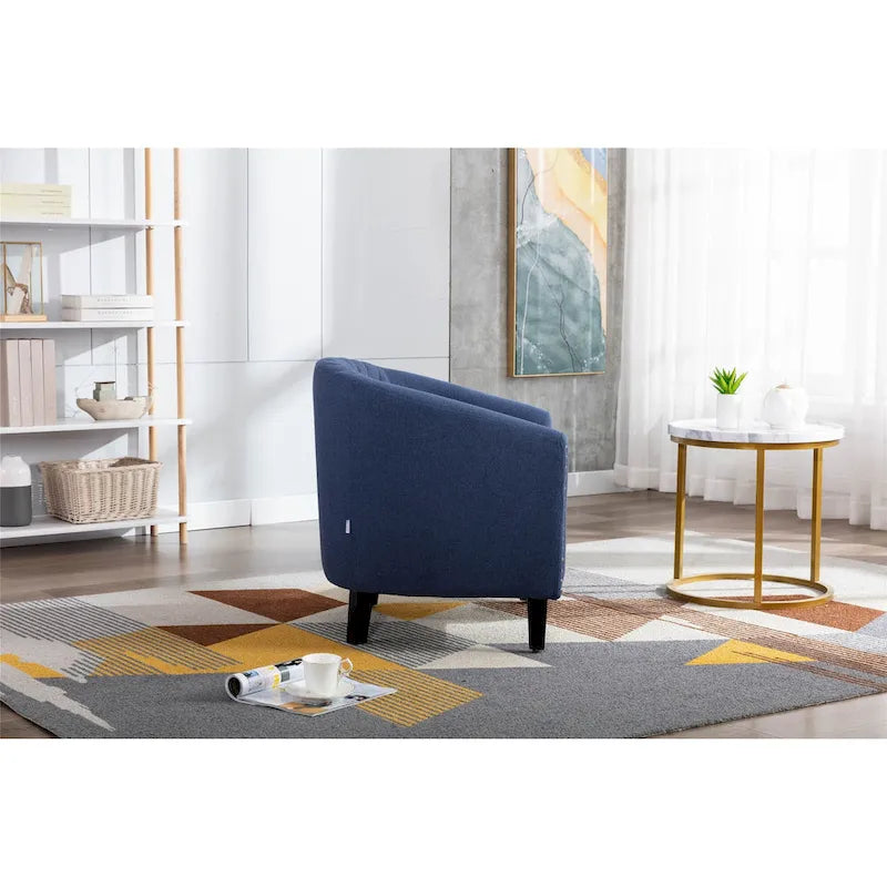Fauteuil tonneau d’appoint avec clous décoratifs et pieds en bois massif