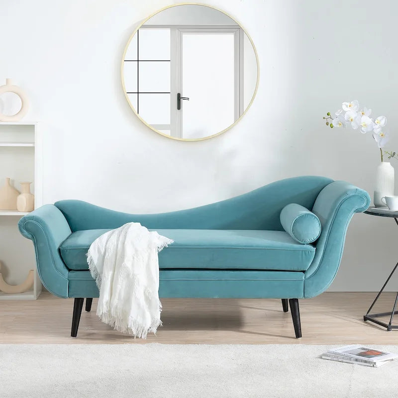70.86-inch Chaise Lounge with Scroll Arms and Wave Back