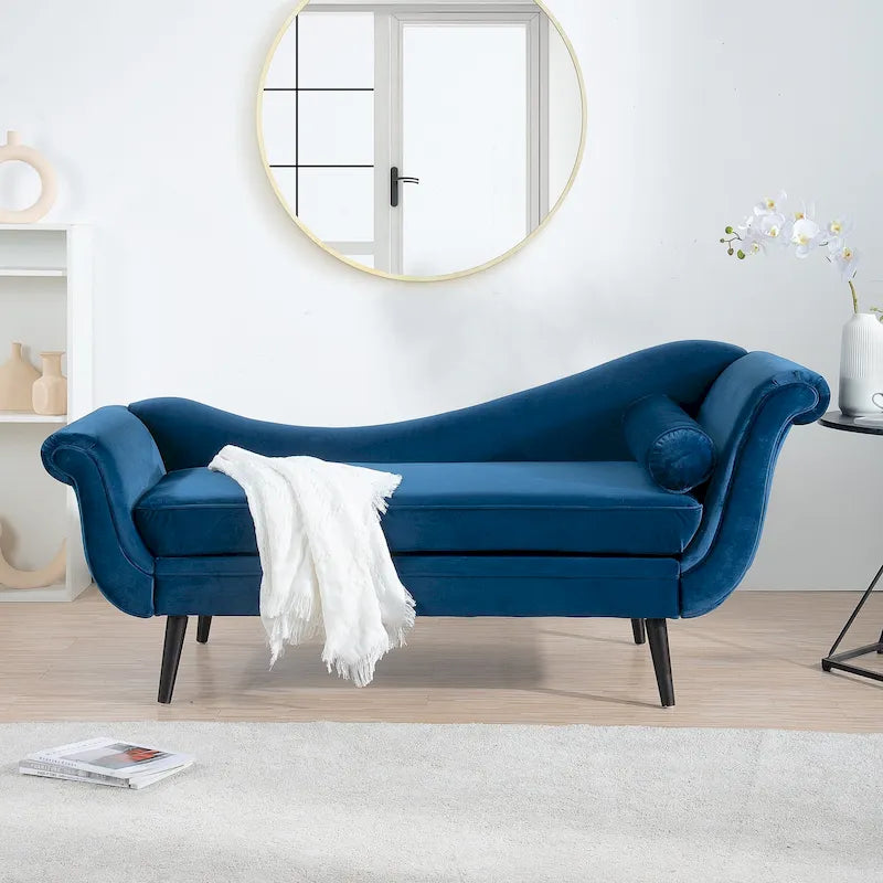 70.86-inch Chaise Lounge with Scroll Arms and Wave Back