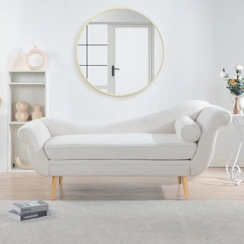 70.86-inch Chaise Lounge with Scroll Arms and Wave Back