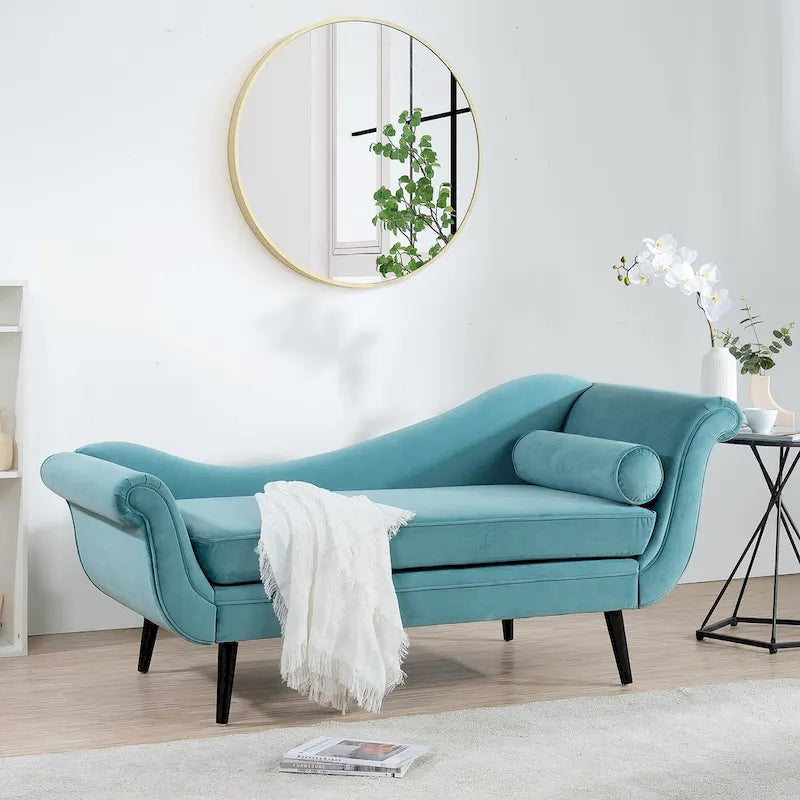 70.86-inch Chaise Lounge with Scroll Arms and Wave Back