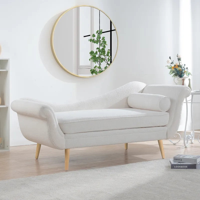 70.86-inch Chaise Lounge with Scroll Arms and Wave Back