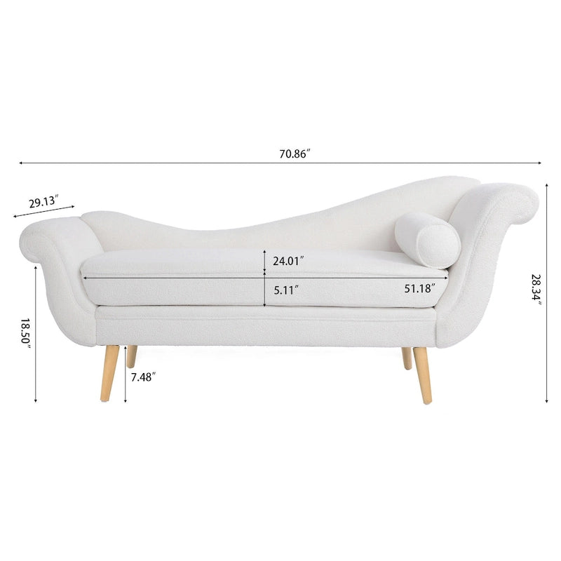 70.86-inch Chaise Lounge with Scroll Arms and Wave Back