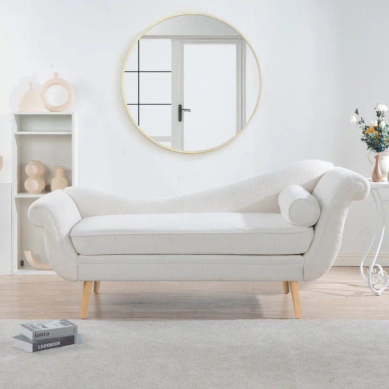 70.86-inch Chaise Lounge with Scroll Arms and Wave Back