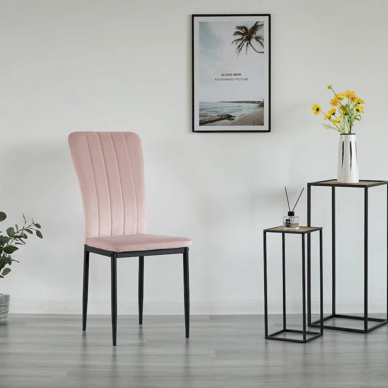 Modern Tufted Velvet Dining and Accent Chair with Metal Legs