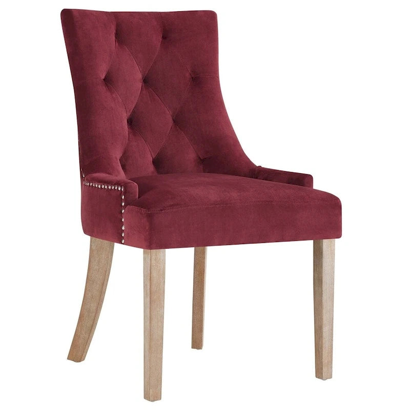 Tufted Velvet Dining Chair with Nailhead Trim and Metal Ring Back