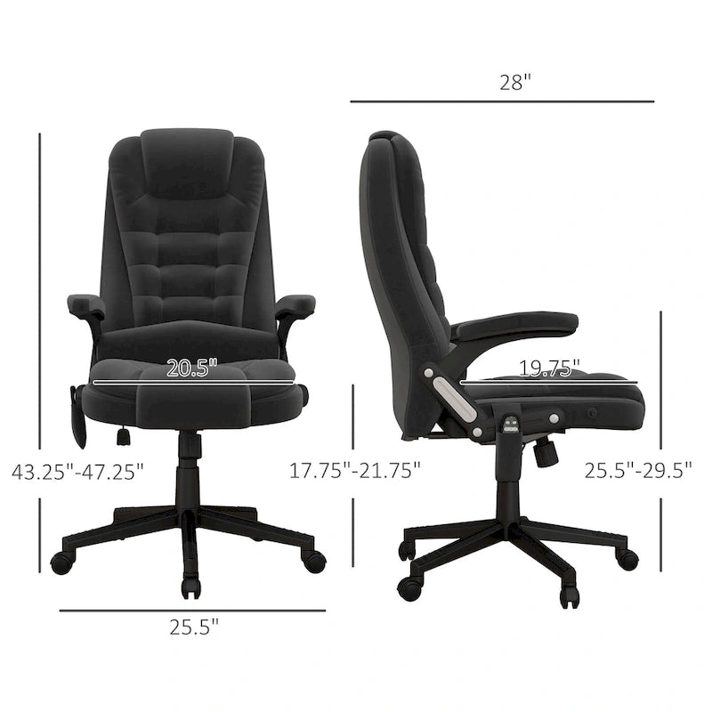 Poltrona da ufficio massaggiante vibrante a 6 punti con riscaldamento, design reclinabile con schienale alto in velluto