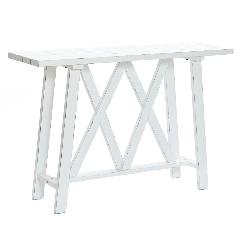 48-inch Distressed White Farmhouse Console Table with Double-X Base