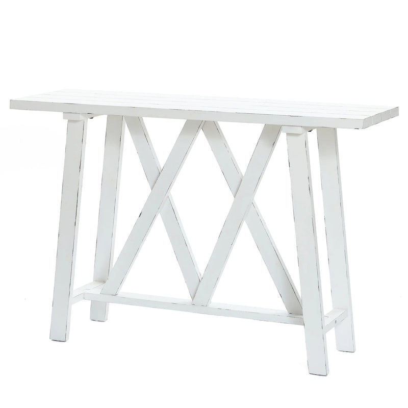 48-inch Distressed White Farmhouse Console Table with Double-X Base