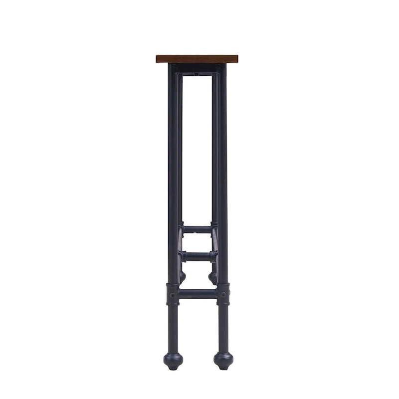 Industrial Console Table with Matte Black Iron Base and Espresso Top - 56W in.