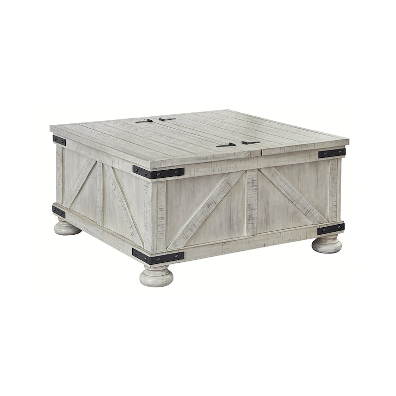 Rustic Farmhouse Square Coffee Table with Lift-Top Storage - 36W x 36D x 18H