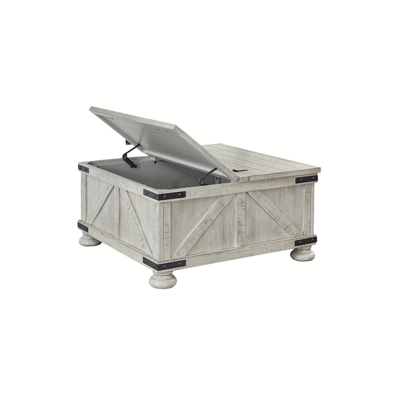Rustic Farmhouse Square Coffee Table with Lift-Top Storage - 36W x 36D x 18H