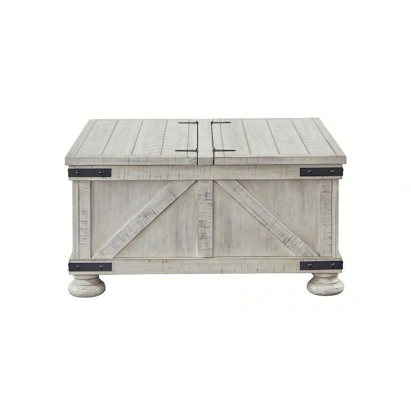 Rustic Farmhouse Square Coffee Table with Lift-Top Storage - 36W x 36D x 18H