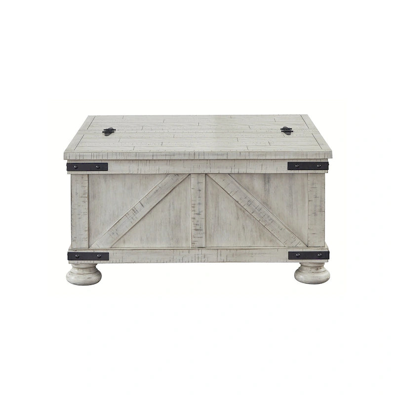 Rustic Farmhouse Square Coffee Table with Lift-Top Storage - 36W x 36D x 18H