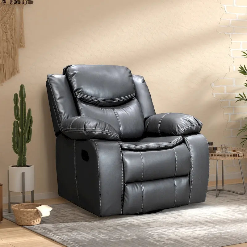 360° Swivel Rocking Recliner Chair with Overstuffed Armrests - 300 lb Capacity