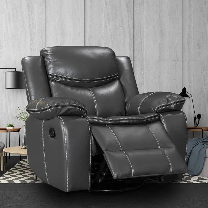 360° Swivel Rocking Recliner Chair with Overstuffed Armrests - 300 lb Capacity