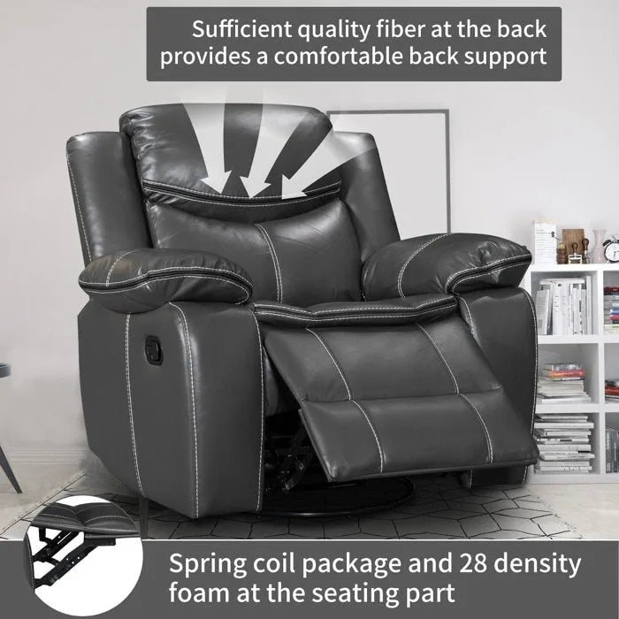 360° Swivel Rocking Recliner Chair with Overstuffed Armrests - 300 lb Capacity