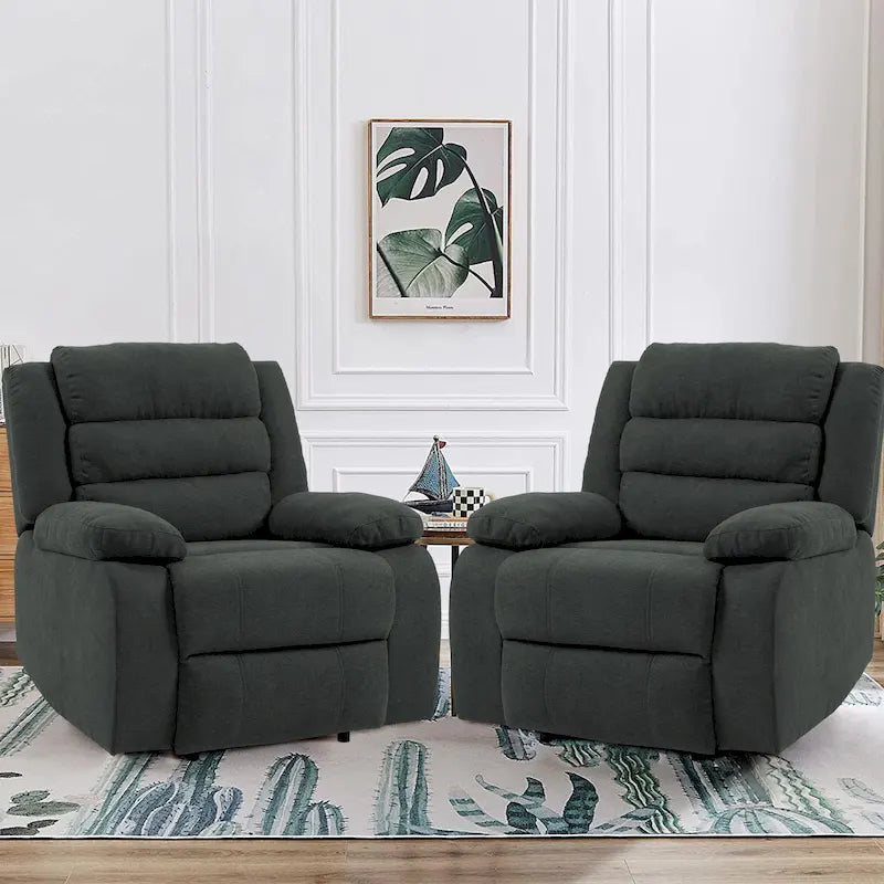 Set aus 2 manuell verstellbaren Relaxsesseln aus Baumwollstoff - 155° Neigungswinkel