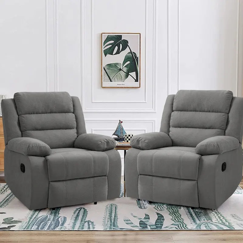 Set aus 2 manuell verstellbaren Relaxsesseln aus Baumwollstoff - 155° Neigungswinkel